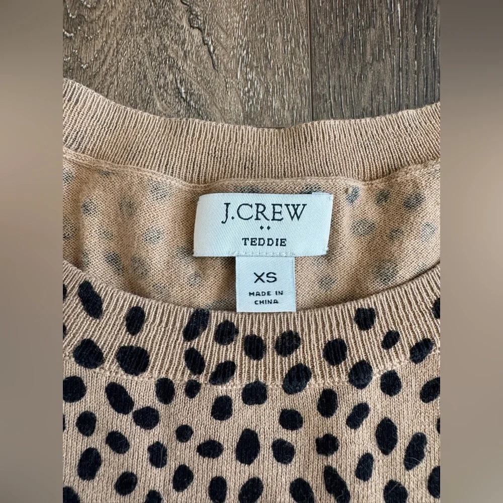 J. Crew Teddy Tan and Black Leopard Dot Sweater, women’s size XS